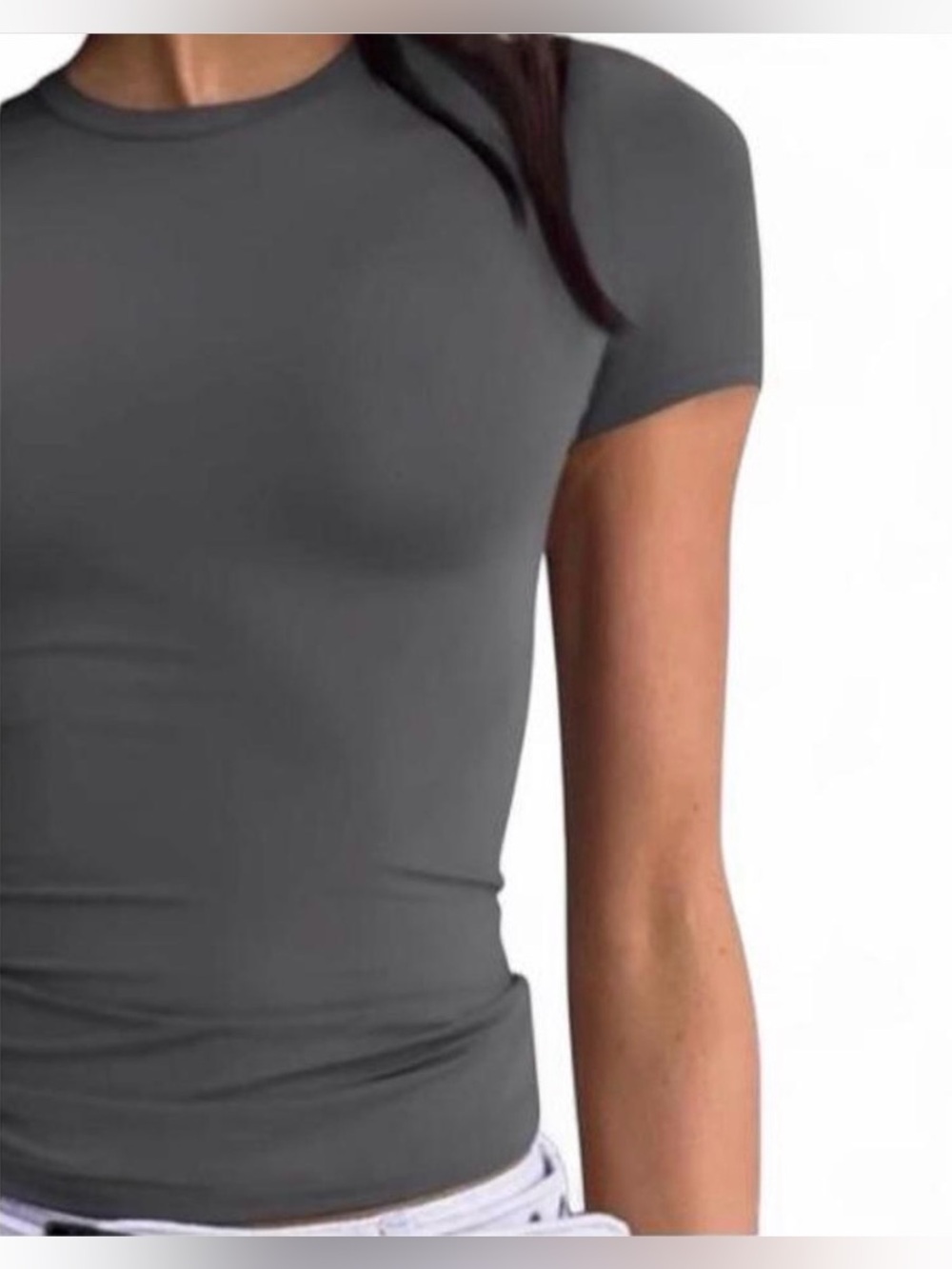 🖤 SKIMS Fits Everybody Short Sleeve T-Shirt | Gunmetal | Sz. S | NWT 🏷️